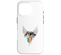 Occhio Con Ali Arcobaleno Bulbo Oculare Serafino Strano Estetica Custodia per iPhone 16 Pro