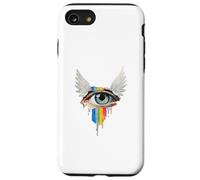 Occhio Con Ali Arcobaleno Bulbo Oculare Serafino Strano Estetica Custodia per iPhone SE (2020) / 7 / 8
