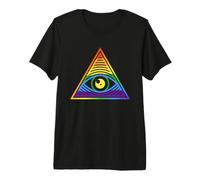 Occhio Dentro la Piramide Bandiera Arcobaleno - Occhio onniveggente LGBT Maglietta Premium