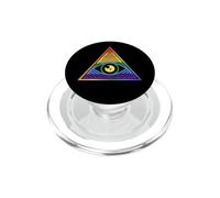 Occhio dentro la piramide bandiera arcobaleno - Occhio onniveggente LGBT PopSockets PopGrip per MagSafe