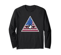 Occhio Dentro USA Flag Piramide - all-Seeing Eye Conspiracy Maglia a Manica