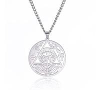 Occhio di Horus Collana per Donne Uomini Acciaio Inossidabile Antica Dea Egizia Iside Mezzaluna Ankh Croce con Nodo Celtico Collane Amuleto Gioielli (argento 1)