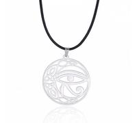 Occhio di Horus Collana per Donne Uomini Acciaio Inossidabile Antica Dea Egizia Iside Mezzaluna Ankh Croce con Nodo Celtico Collane Amuleto Gioielli (argento 2)