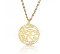 Occhio di Horus Collana per Donne Uomini Acciaio Inossidabile Antica Dea Egizia Iside Mezzaluna Ankh Croce con Nodo Celtico Collane Amuleto Gioielli (oro)