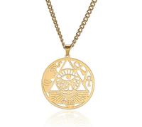 Occhio di Horus Collana per Donne Uomini Acciaio Inossidabile Antica Dea Egizia Iside Mezzaluna Ankh Croce con Nodo Celtico Collane Amuleto Gioielli (oro 1)