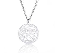 Occhio di Horus Collana per Donne Uomini Acciaio Inossidabile Antica Dea Egizia Iside Mezzaluna Ankh Croce con Nodo Celtico Collane Amuleto Gioielli (argento)