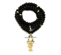 Occhio Di Ra Su Ankh più Grande Collana con Pendente 76.2cm Perline Legno Catena