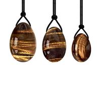 Occhio di tigre naturale Yoni Egg Set Uova di giada Massaggio Pietra Sfera di cristallo Bacchetta Yoni Kegel Ginnico Massaggiatore di giada, 1 bar regalo raccolta domiciliare(Color:3 Jade Eggs)