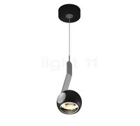 Occhio Io Sospeso Var Flat C Lampada a sospensione LED, testa nera opaca/copertura chrom opaco/corpo chrom opaco/piede nero opaco - 2.700 K
