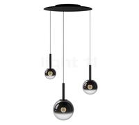 Occhio Luna Sospeso Cloud 3 Fix 170 Lampada a sospensione LED, testa dark chrome/rosone nero opaco - ø12,5 cm/ø16 cm/ø20 cm