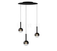 Occhio Luna Sospeso Cloud 3 Fix 170 Lampada a sospensione LED, testa dark chrome/rosone nero opaco - ø12,5 cm/ø12,5 cm/ø12,5 cm