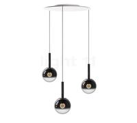Occhio Luna Sospeso Cloud 3 Fix 270 Lampada a sospensione LED, testa dark chrome/rosone bianco opaco - ø16 cm/ø16 cm/ø16 cm