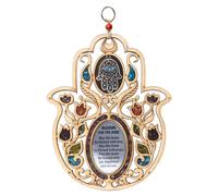 Occhio Malvagio Mano di Fatima IN Legno Floreale da Parete Placca la Benedizione