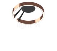 Occhio Mito Aura 40 Lusso Wide Lampada da soffitto/parete LED, testa oro rosa/corpo nero opaco/copertura ascot pelle grigio - Occhio Air