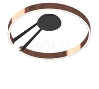 Occhio Mito Aura 60 Lusso Narrow Lampada da soffitto/parete LED, testa oro rosa/corpo nero opaco/copertura pelle grigio - 2.700-4.000 K - Occhio Air