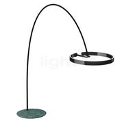 Occhio Mito Largo Lusso Lampada ad arco LED, testa black phantom/corpo pelle nero/piede marmo verde - 2.700-4.000 K