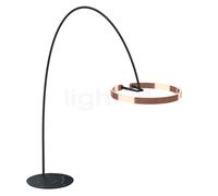 Occhio Mito Largo Lusso Lampada ad arco LED, testa oro rosa/corpo pelle grigio/piede marmo nero - 2.700-4.000 K