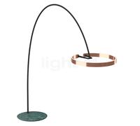 Occhio Mito Largo Lusso Lampada ad arco LED, testa oro rosa/corpo pelle grigio/piede marmo verde - 2.700-4.000 K