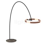Occhio Mito Largo Lusso Lampada ad arco LED, testa oro rosa/corpo pelle nero/piede marmo marrone - 2.700-4.000 K