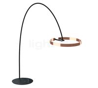 Occhio Mito Largo Lusso Lampada ad arco LED, testa oro rosa/corpo pelle nero/piede marmo nero - 2.700-4.000 K