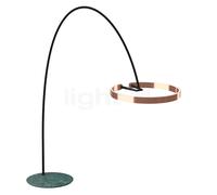 Occhio Mito Largo Lusso Lampada ad arco LED, testa oro rosa/corpo pelle nero/piede marmo verde - 2.700-4.000 K