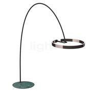 Occhio Mito Largo Lusso Lampada ad arco LED, testa phantom/corpo pelle grigio/piede marmo verde - 2.200-3.500 K