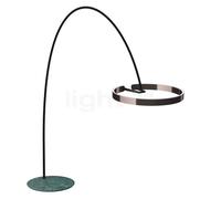 Occhio Mito Largo Lusso Lampada ad arco LED, testa phantom/corpo pelle nero/piede marmo verde - 2.700-4.000 K