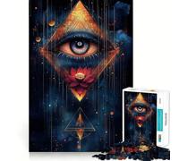 Occhio onniveggente con loto,puzzle per ragazzi da 1000 pezzi,gioco di memoria divertente,componenti robusti e ben rifiniti,portatile,ideale per i viaggi (38x26cm)