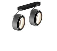 Occhio Più Alto 3d Doppio Volt C80 Faretto LED 2 fuochi, testa cromo opaco/rosone nero opaco/copertura nero - 2.700 K