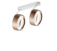 Occhio Più Alto 3d Doppio Volt S100 Faretto LED 2 fuochi, testa dorato opaco/rosone bianco opaco/copertura bianco - 2.700 K