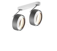 Occhio Più Alto 3d Doppio Volt S80 Faretto LED 2 fuochi, testa cromo opaco/rosone bianco opaco/copertura bianco - 2.700 K