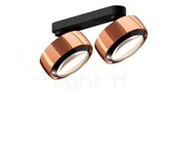 Occhio Più Alto Doppio Volt S40 Faretto 2 fuochi, testa oro rosa/rosone nero opaco/copertura nero - 2.700 K