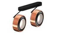 Occhio Più R Alto 3d Doppio Volt C100 Faretto LED 2 fuochi, testa oro rosa/rosone nero opaco/copertura nero opaco - 2.700 K
