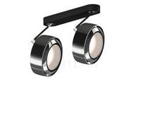 Occhio Più R Alto 3d Doppio Volt S30 Faretto LED 2 fuochi, testa cromo lucido/rosone nero opaco/copertura cromo lucido - 2.700 K