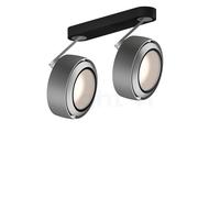 Occhio Più R Alto 3d Doppio Volt S40 Faretto LED 2 fuochi, testa cromo opaco/rosone nero opaco/copertura cromo opaco - 3.000 K