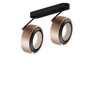 Occhio Più R Alto 3d Doppio Volt S40 Faretto LED 2 fuochi, testa dorato opaco/rosone nero opaco/copertura nero opaco - 2.700 K