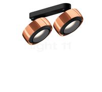 Occhio Più R Alto Doppio Volt B Faretto LED 2 fuochi, testa oro rosa/rosone nero opaco/copertura nero opaco - 2.700 K