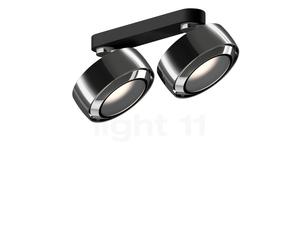 Occhio Più R Alto Doppio Volt C100 Faretto LED 2 fuochi, testa cromo lucido/rosone nero opaco/copertura cromo lucido - 2.700 K
