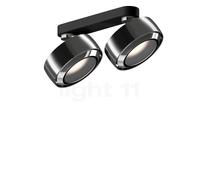 Occhio Più R Alto Doppio Volt S40 Faretto LED 2 fuochi, testa cromo lucido/rosone nero opaco/copertura cromo lucido - 2.700 K