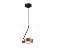 Occhio Sento Filo 180 Fix Up E Lampada a sospensione LED, testa oro rosa/corpo nero opaco/rosone nero opaco - 2.700 K - Occhio Air