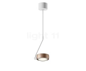 Occhio Sento Filo Var Up E Lampada a sospensione LED, testa dorato opaco/corpo bianco opaco/rosone bianco opaco - 2.700 K - Occhio Air