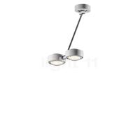 Occhio Sento Soffitto Doppio 40 Up D Lampada da soffitto LED 2 fuochi, testa bianco lucido/corpo cromo lucido/rosone bianco lucido - 2.700 K