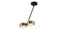 Occhio Sento Soffitto Doppio 40 Up E Lampada da soffitto LED 2 fuochi, testa bronzo/corpo nero opaco/rosone nero opaco - 2.700 K - Occhio Air