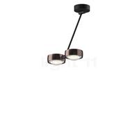 Occhio Sento Soffitto Doppio 40 Up E Lampada da soffitto LED 2 fuochi, testa phantom/corpo nero opaco/rosone nero opaco - 2.700 K - Occhio Air