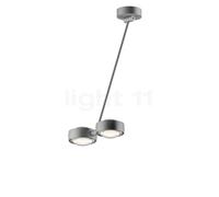 Occhio Sento Soffitto Doppio 60 Up D Lampada da soffitto LED 2 fuochi, testa cromo opaco/corpo cromo opaco/rosone cromo opaco - 3.000 K