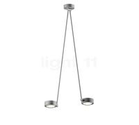 Occhio Sento Soffitto Due 100 Up E Lampada da soffitto LED 2 fuochi, testa cromo opaco/corpo cromo opaco/rosone cromo opaco - 2.700 K - Occhio Air