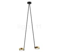 Occhio Sento Soffitto Due 125 Up E Lampada da soffitto LED 2 fuochi, testa bronzo/corpo nero opaco/rosone nero opaco - 2.700 K - Occhio Air