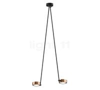 Occhio Sento Soffitto Due 125 Up E Lampada da soffitto LED 2 fuochi, testa oro rosa/corpo nero opaco/rosone nero opaco - 2.700 K - Occhio Air