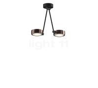 Occhio Sento Soffitto Due 30 Up E Lampada da soffitto LED 2 fuochi, testa phantom/corpo nero opaco/rosone nero opaco - 2.700 K - Occhio Air