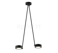 Occhio Sento Soffitto Due 80 Up D Lampada da soffitto LED 2 fuochi, testa nero opaco/corpo nero opaco/rosone nero opaco - 2.700 K - Occhio Air